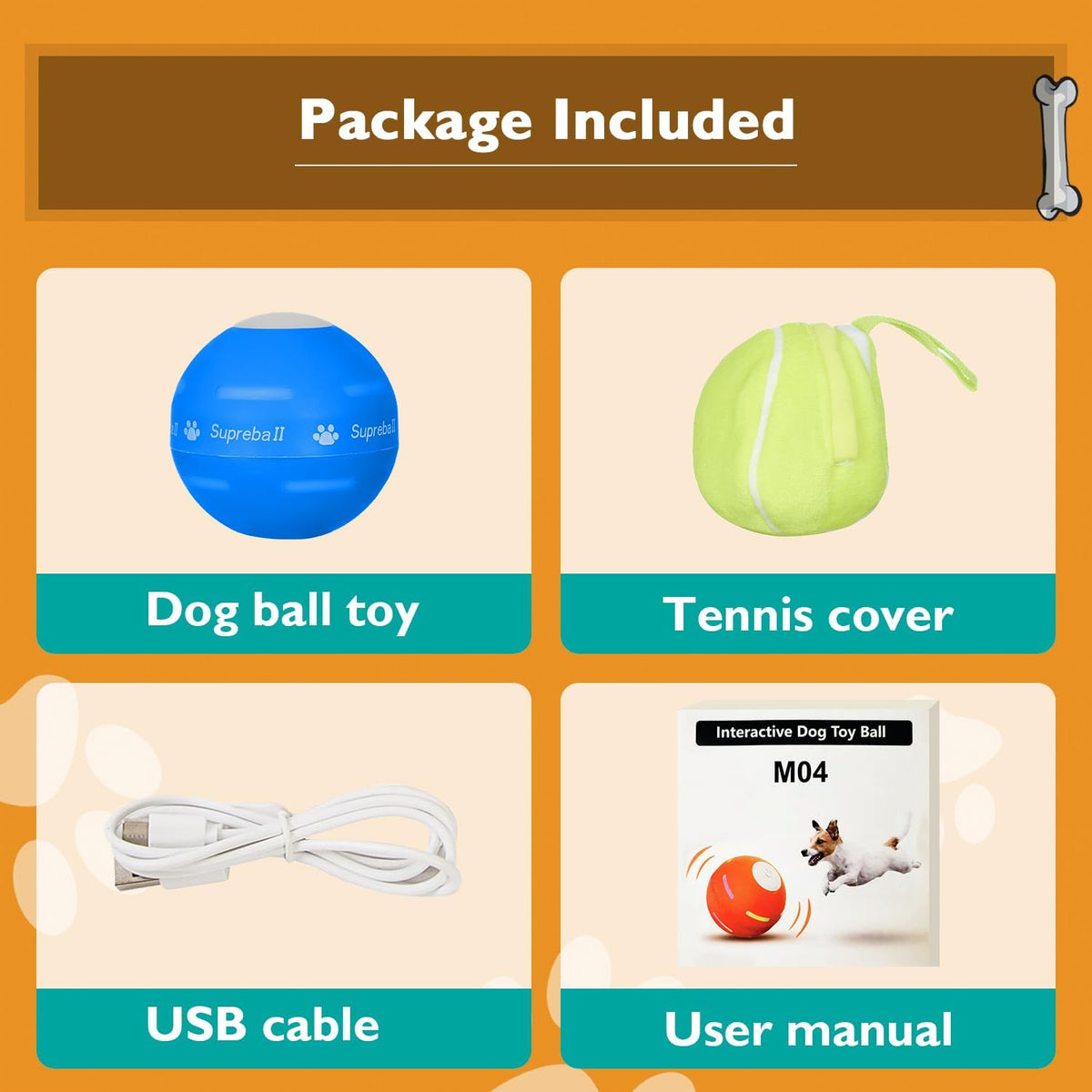 PetDroid Motion Activated Dog Ball | Interactive Rolling Toy