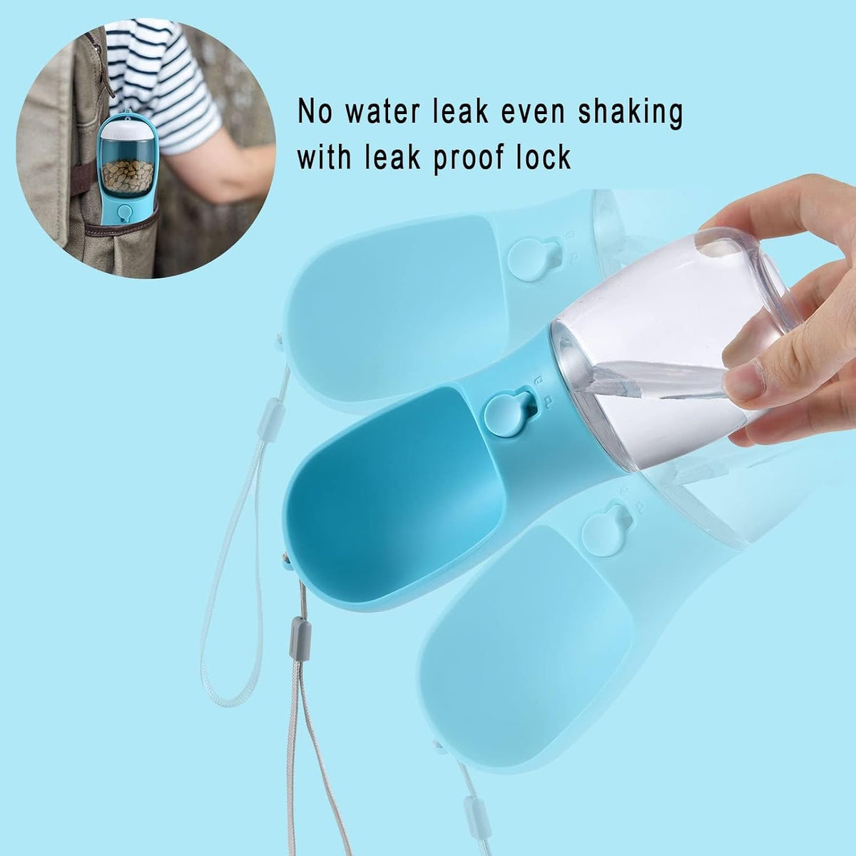 Cibaabo Dog Water Bottle with Food Container & Filter
