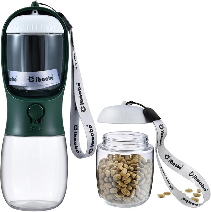 Cibaabo Dog Water Bottle with Food Container & Filter