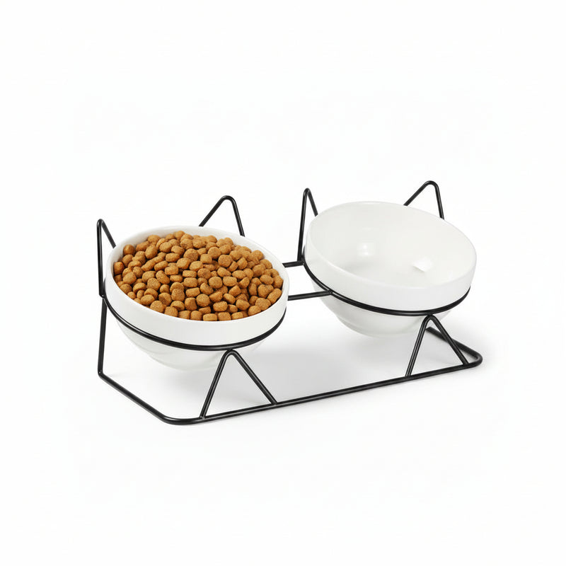 Elevated Ceramic Cat Bowl | 15° Tilted, Whisker Friendly