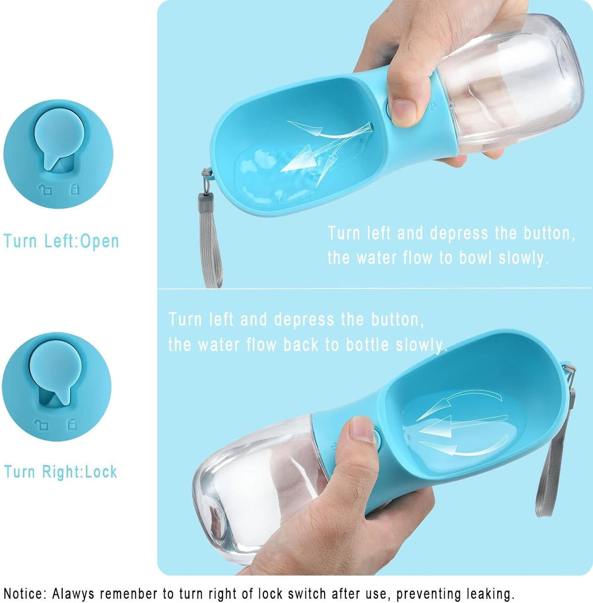Cibaabo Dog Water Bottle with Food Container & Filter