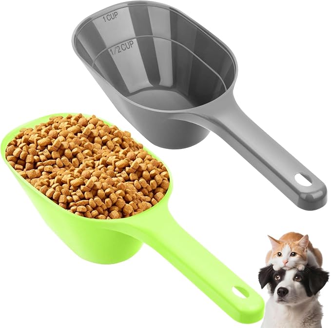Dog Food Scoop 2 Pack | 1 Cup Measuring Pet Food Scoop