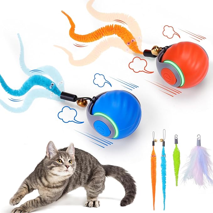 BABORUI Interactive Cat Ball | 2 Speeds, 3 Tails, Automatic