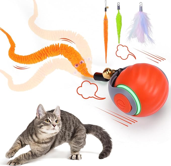 BABORUI Interactive Cat Ball | 2 Speeds, 3 Tails, Automatic