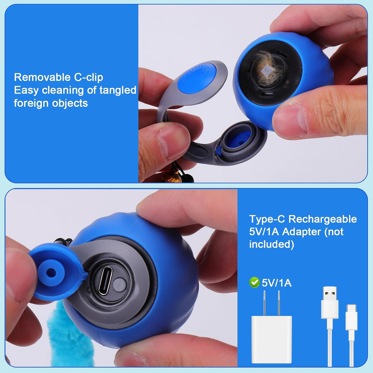 BABORUI Interactive Cat Ball | 2 Speeds, 3 Tails, Automatic