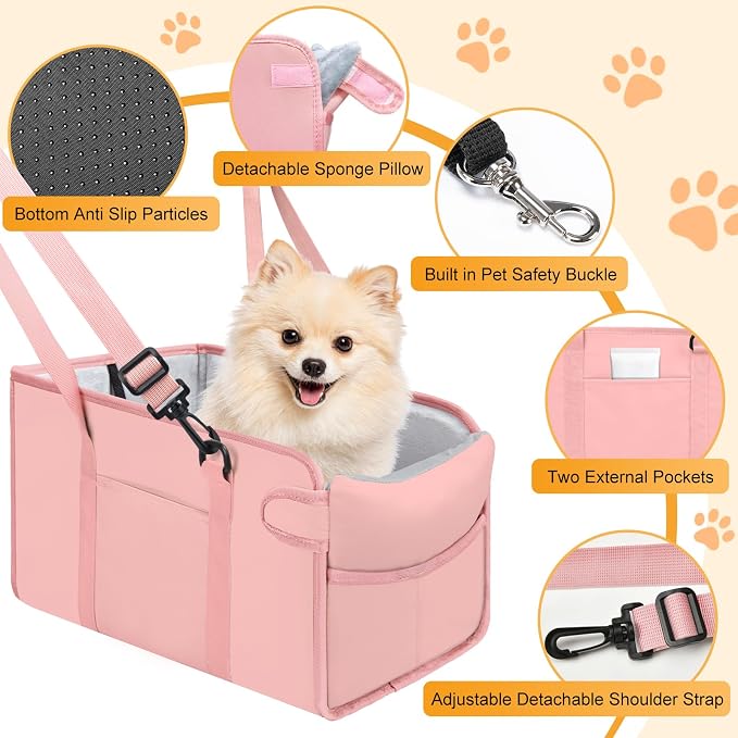 Center Console Dog Car Seat | Small Dogs & Cats Under 12lbs