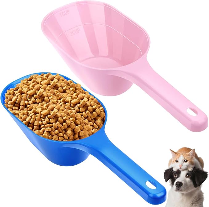 Dog Food Scoop 2 Pack | 1 Cup Measuring Pet Food Scoop