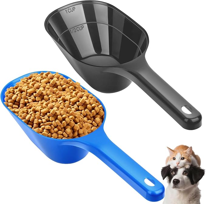 Dog Food Scoop 2 Pack | 1 Cup Measuring Pet Food Scoop
