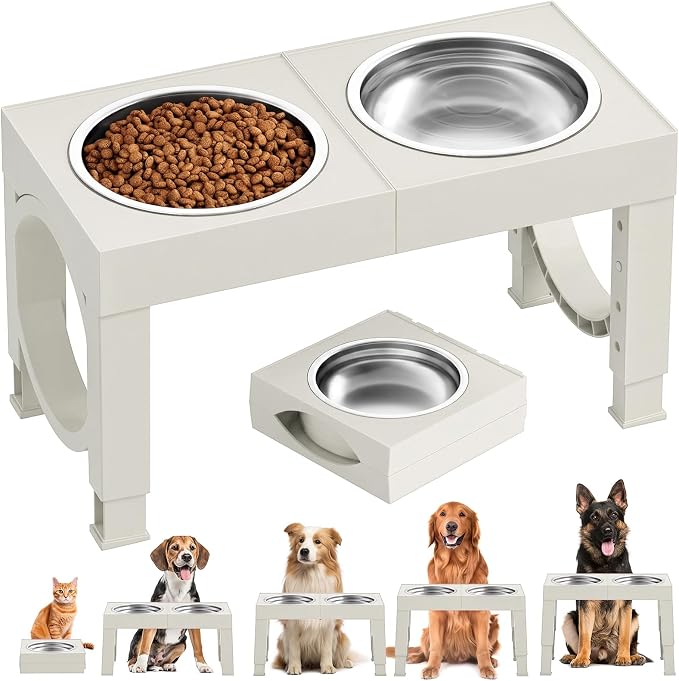 XIAZ Elevated Dog Bowl Stand | Adjustable Height, Stainless