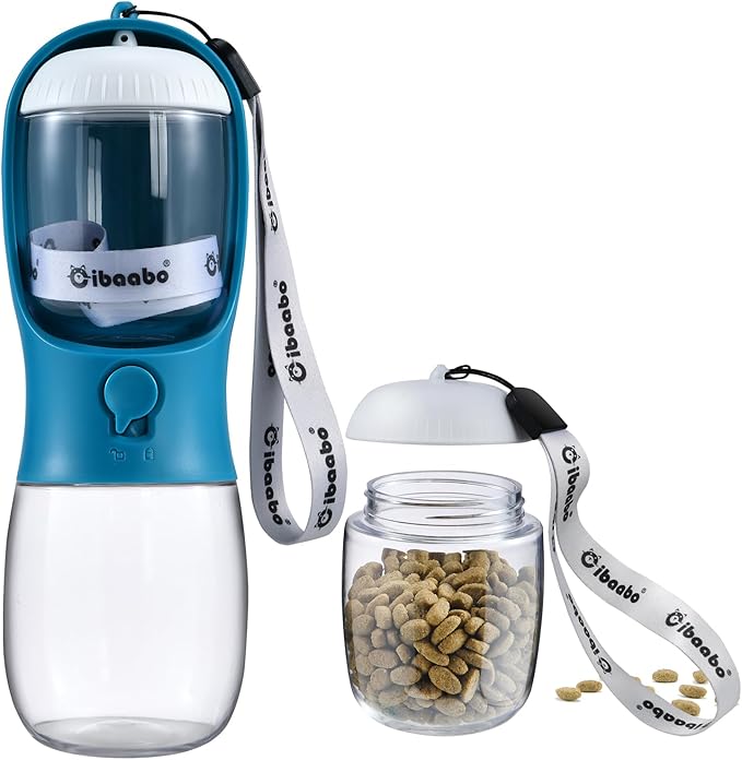 Cibaabo Dog Water Bottle with Food Container & Filter