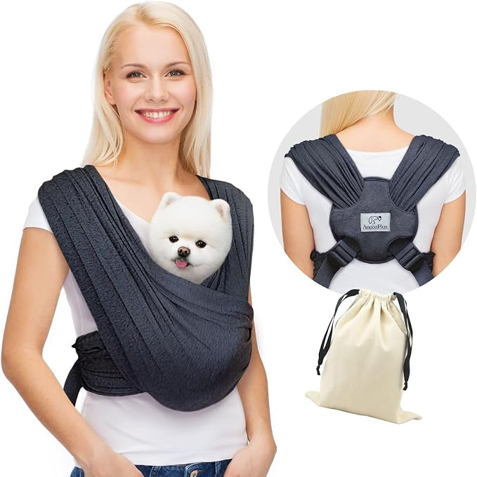 AnccoPlus Hands-Free Dog Sling Carrier | Small Dogs to 20lbs