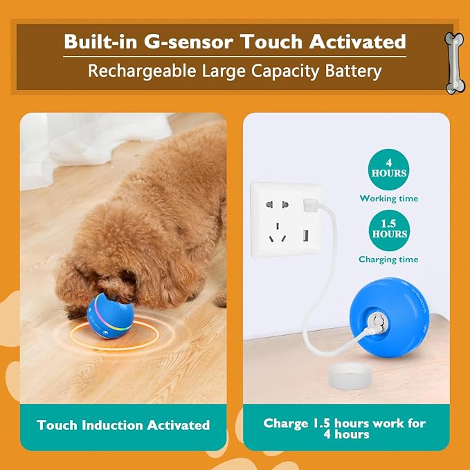 PetDroid Motion Activated Dog Ball | Interactive Rolling Toy