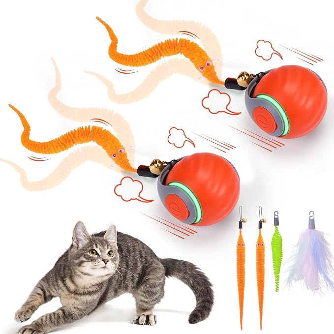 BABORUI Interactive Cat Ball | 2 Speeds, 3 Tails, Automatic