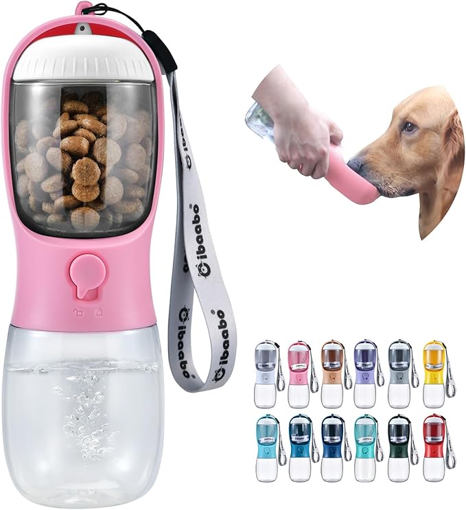 Cibaabo Dog Water Bottle with Food Container & Filter
