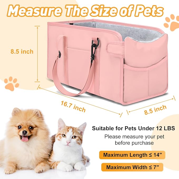 Center Console Dog Car Seat | Small Dogs & Cats Under 12lbs