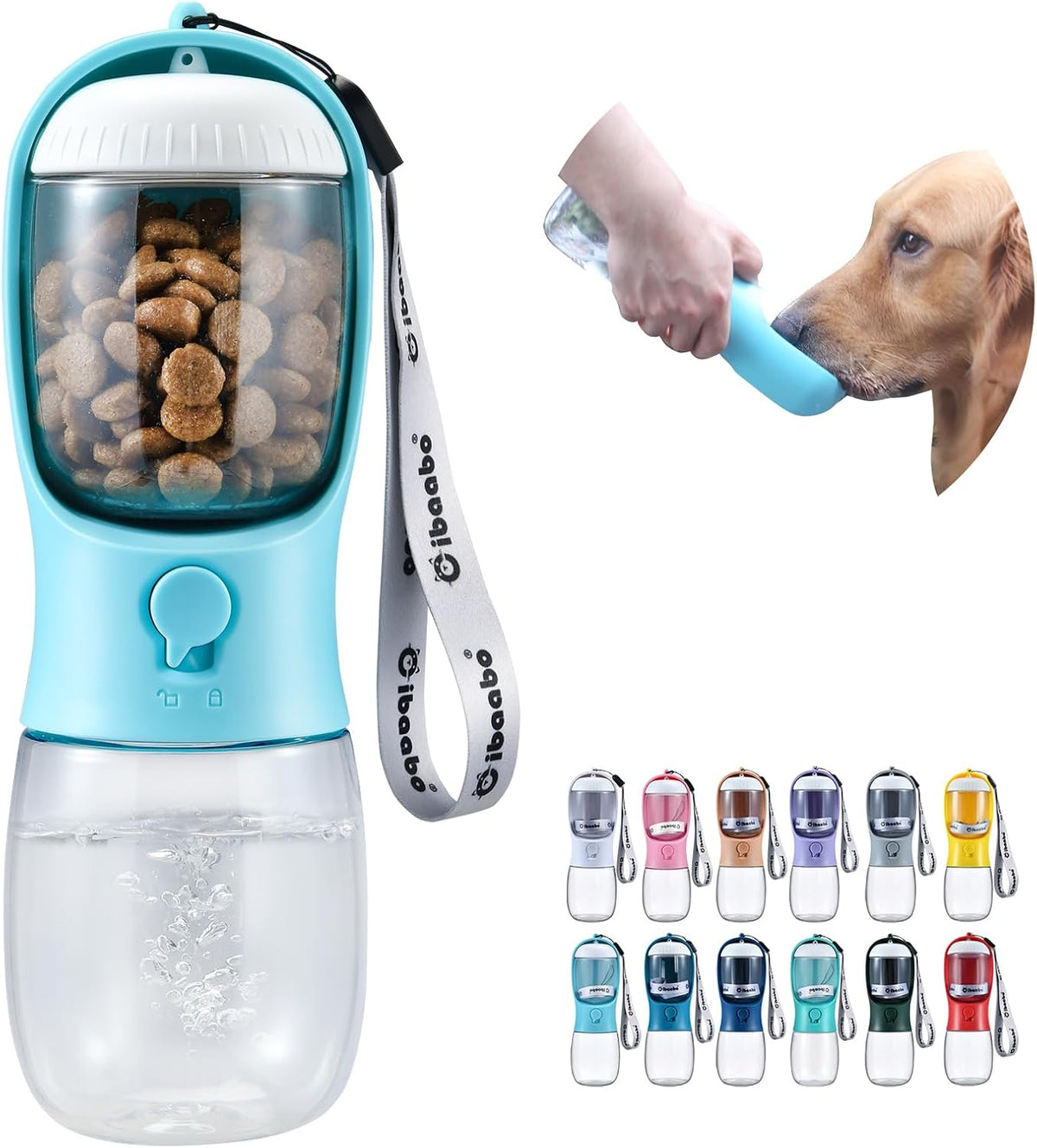 Cibaabo Dog Water Bottle with Food Container & Filter