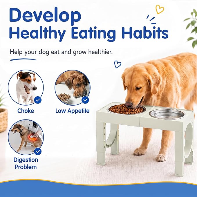 XIAZ Elevated Dog Bowl Stand | Adjustable Height, Stainless