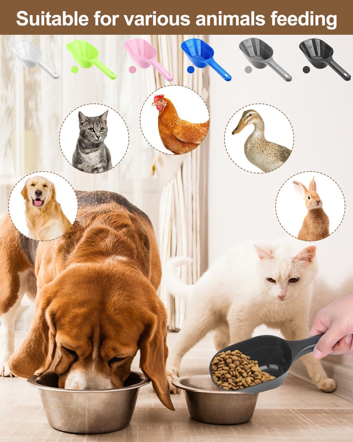 Dog Food Scoop 2 Pack | 1 Cup Measuring Pet Food Scoop