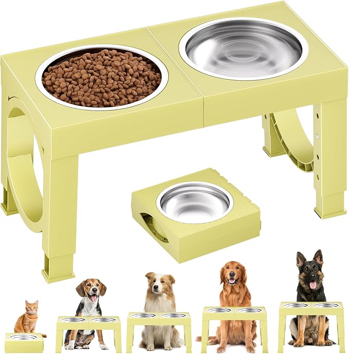 XIAZ Elevated Dog Bowl Stand | Adjustable Height, Stainless