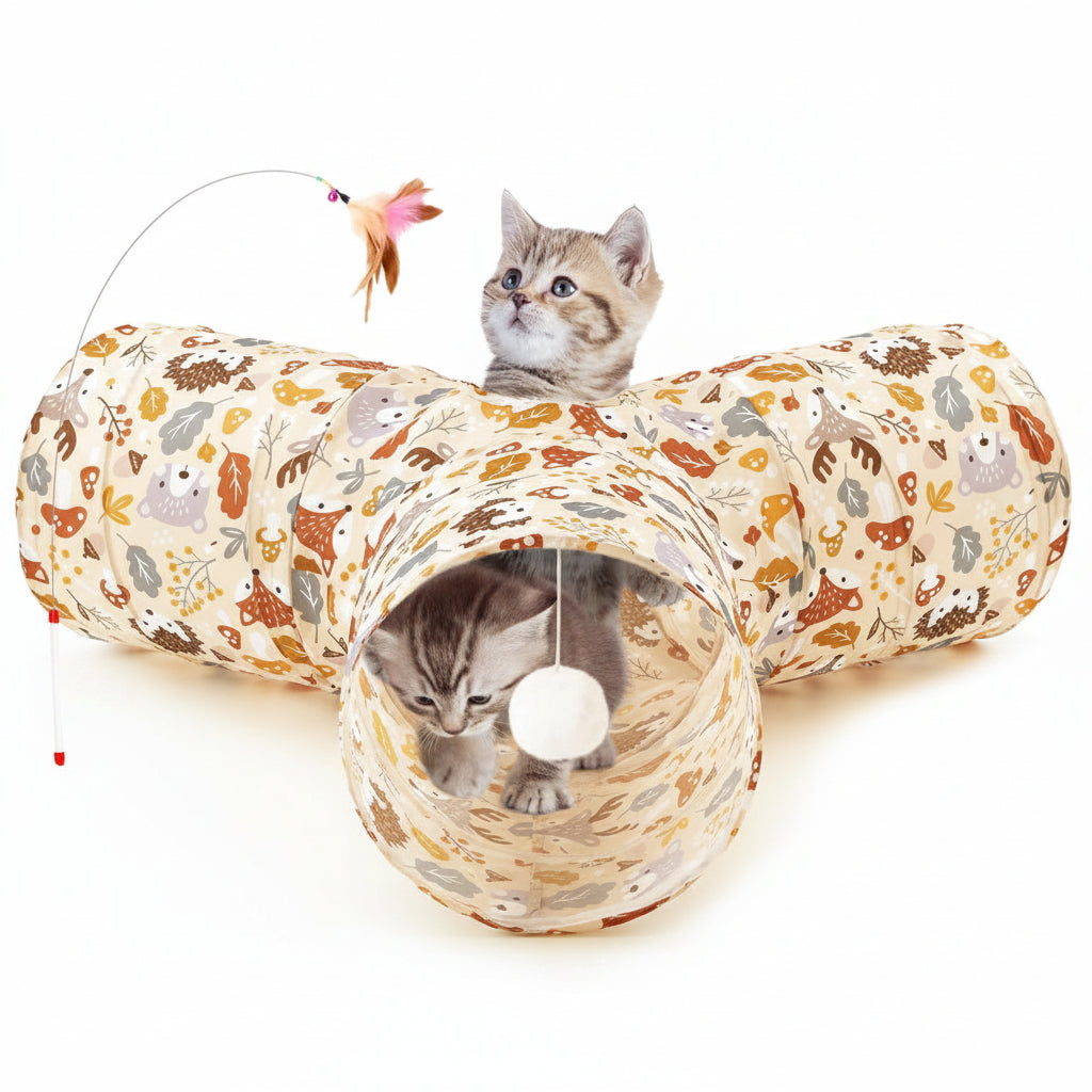 Tempcore 3-Way Cat Tunnel | Collapsible Indoor Cat Toy