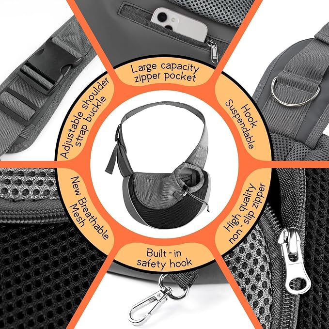 YUDODO Pet Sling Carrier | Crossbody Carrier for 5-9lb Pets
