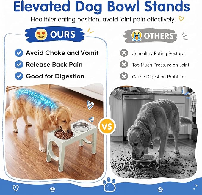 XIAZ Elevated Dog Bowl Stand | Adjustable Height, Stainless