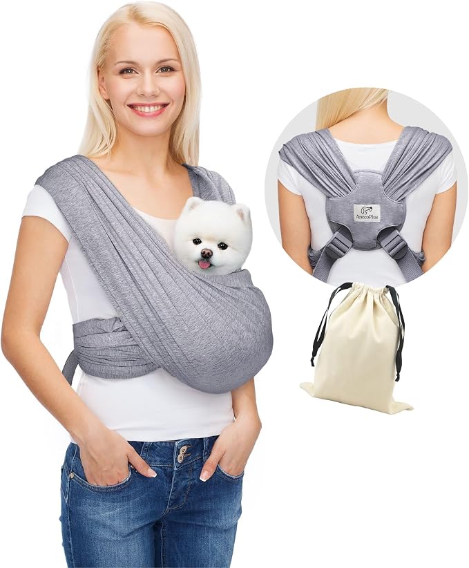 AnccoPlus Hands-Free Dog Sling Carrier | Small Dogs to 20lbs