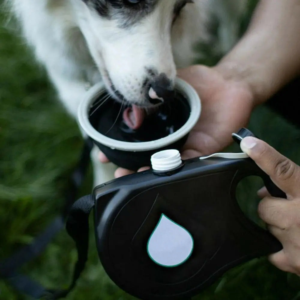 Retractable Dog Leash with Water Bottle, Bowl & Bag Holder