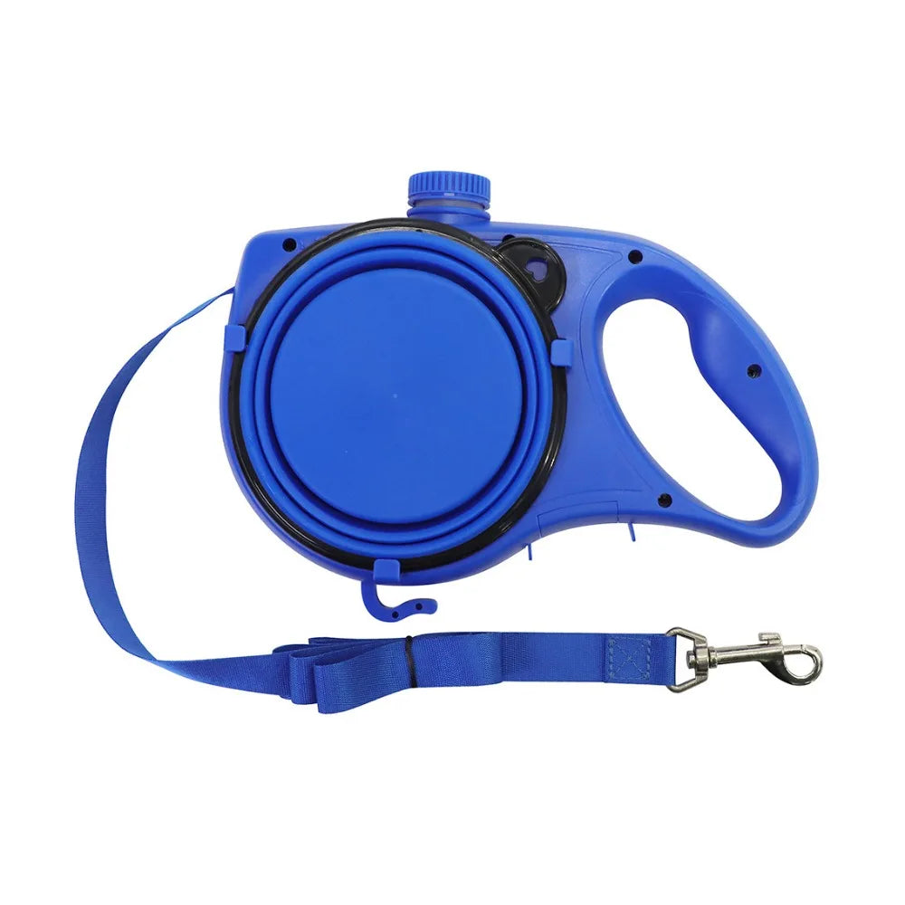 Retractable Dog Leash with Water Bottle, Bowl & Bag Holder